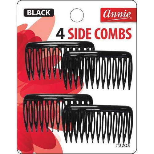 Annie Side Hair Comb Small Black - 4 Ct