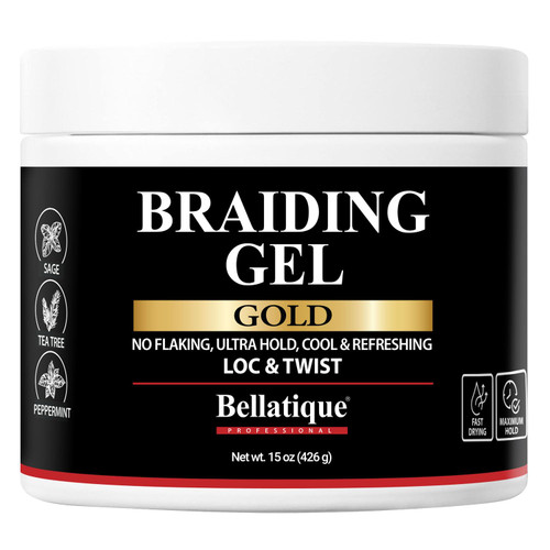 BELLATIQUE GOLD Braiding Gel Maximum Hold for LOC & Twist - 15 oz