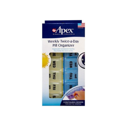 Apex Twice-A-Day Weekly Pill Organizer 1 Ea (Color May Vary)