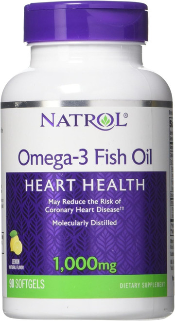 Natrol, Omega-3 Purified Fish Oil Softgels, Heart Health Dietary Supplement, 1000 Mg, 90 Count