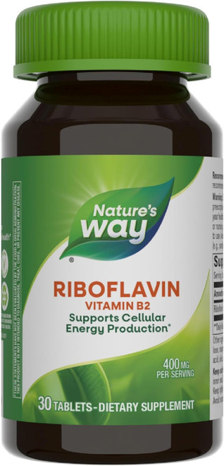 Nature'S Way Riboflavin Vitamin B2, Supports Cellular Energy Production, Vegan, 30 Tablets