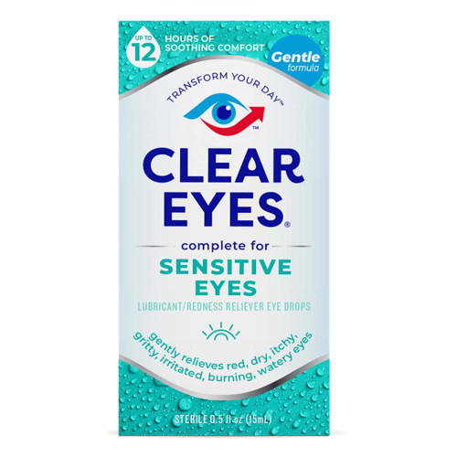 Clear Eyes For Sensitive Eyes, Redness Reliever Eye Drops, 0.5 Oz