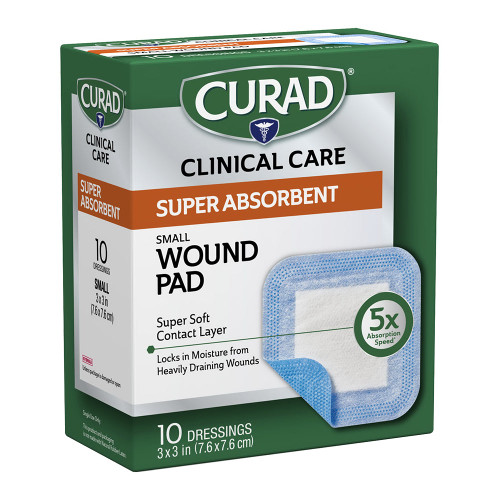 Curad Super Absorbent Wound Pad, Small, 10 Count