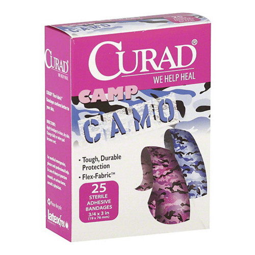 Curad Camp Camo Bandages One Size Pink 25 Each