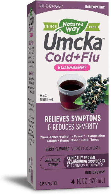 Nature'S Way Umcka Cold+Flu Homeopathic, Fever, Sore Throat, Cough, Congestion 4 Fl Oz,