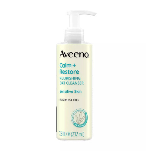 Aveeno Calm + Restore Nourishing Oat Face Cleanser For Sensitive Skin, 7.8 Fl Oz