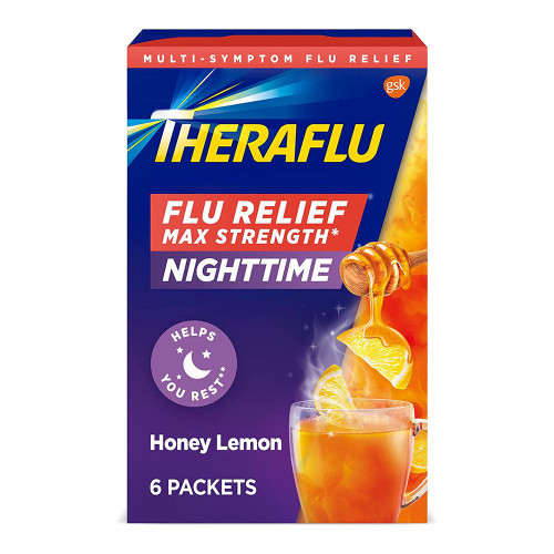 Theraflu Max Strength Nighttime Flu Medicine For Flu Symptom Relief 6Packets