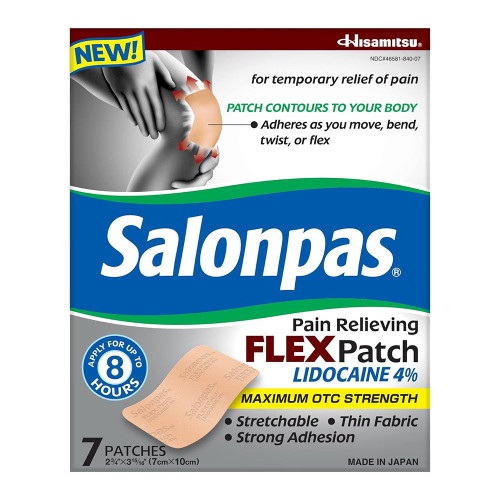 Salonpas Pain Relieving Flex Patch Lidocaine 4% 7 Count