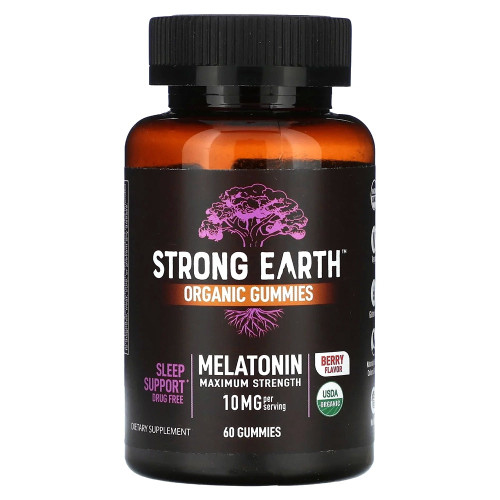 Yumv'S Strong Earth Organic Gummies, Melatonin, Maximum Strength, Berry, 10 Mg, 60 Gummies