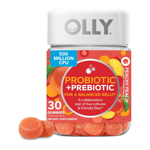 Olly, Probiotic + Prebiotic Gummies Peachy Peach, 1 Each, 30 Ct