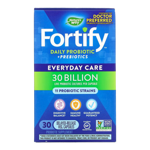 Nature'S Way, Fortify Daily Probiotic & Prebiotics Everyday Care 30 Billion, 1 Each, 30 Vcap