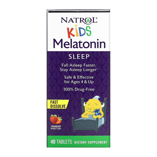 Natrol, Kids Melatonin Sleep Support Fast Dissolve Tablets Strawberry, 1 Each, 40 Tab