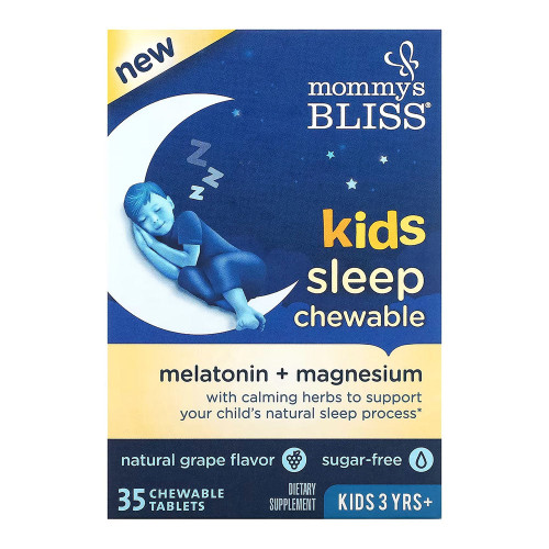 Mommy'S Bliss, Kids Sleep Chewable Melatonin And Magnesium Grape Dietary Supplement Bottle, 1 Each,