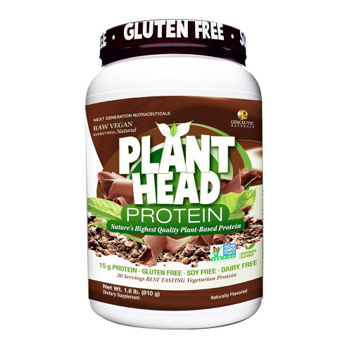 Genceutic Naturals, Plant Head Protein Chocolate, 1 Each, 1.8 Lb Genceutic Naturals, Plant Head Protein Chocolate, 1 Each, 1.8 Lb