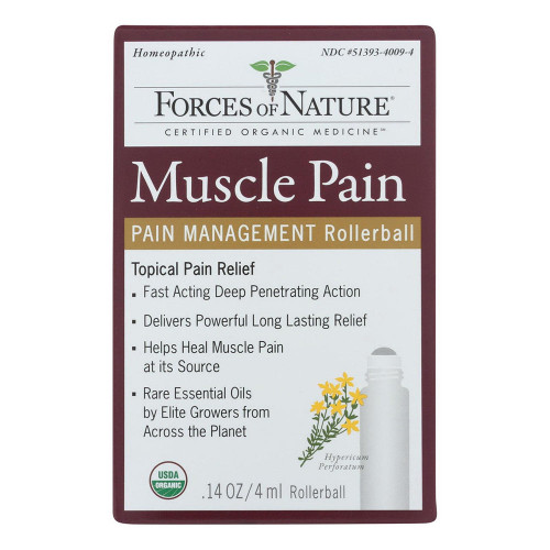 Forces Of Nature, Organic Muscle Pain Management Topical Rollerball, 1 Each, 4 Ml
