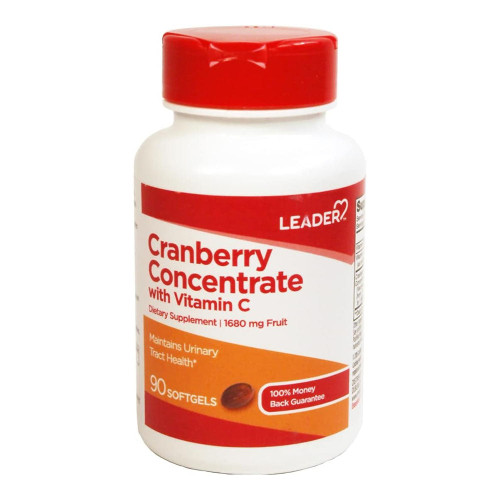 Leader Cranberry Concentrate With Vitamin C Softgels 90 Count Per Bottle