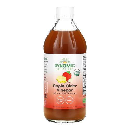 Dynamic Health, Apple Cider Vinegar With Mother & Natural Honey Glass Bottle, 1 Each, 16 Fl Oz