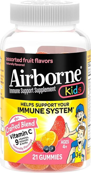 Airborne, Vitamin C Gummies For Kids Fruit, 1 Each, 21 Ct