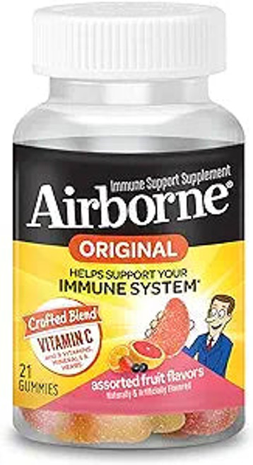 Airborne, Vitamin C Gummies For Adults Assorted Fruit Flavors, 1 Each, 21 Ct