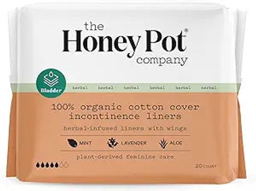 The Honey Pot Company, Organic Incontinence Liners Herbal-Infused Cotton Liners With Wings Mint Lave