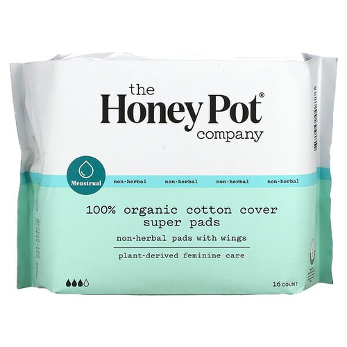 The Honey Pot Company, Organic Super Non-Herbal Pads With Wings Menstrual, 1 Each, 16 Ct