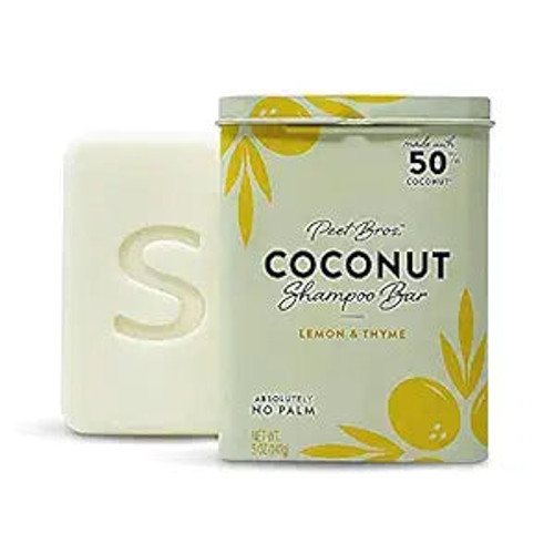 Peet Bros. Coconut Shampoo Bar - Lemon & Thyme Moisturizing Shampoo Bar Made With Coconut 5 Oz