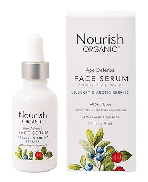 Nourish, Face Serum Age Defense With Bilberry And Arctic Berries Box, 1 Each, 0.7 Fl Oz