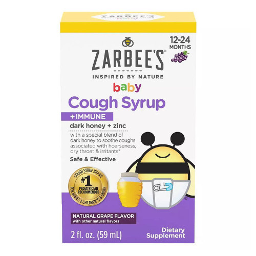 Zarbee'S Baby Cough Syrup + Immune With Honey, Natural Grape Flavor, 2 Fl Oz