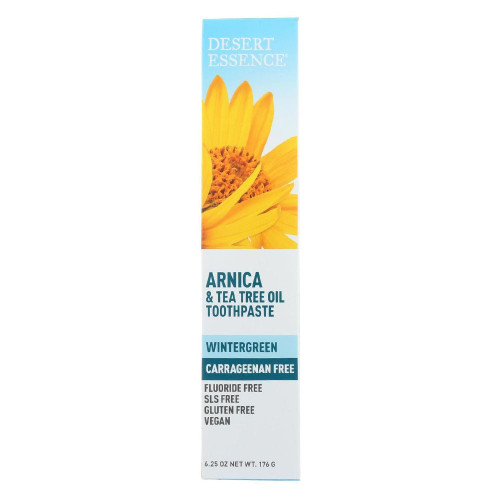 Desert Essence, Arnica & Tea Tree Oil Toothpaste Carrageenan Free, 1 Each, 6.25 Oz