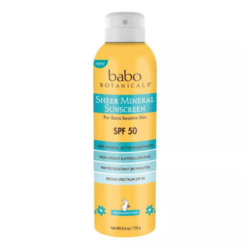 Babo Botanicals, Sheer Mineral Sunscreen Spray Spf 50 For Extra Sensitive Skin, 1 Each, 6 Oz