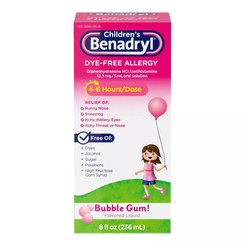 Benadryl Children'S Dye-& Sugar-Free Allergy Relief Liquid Medicine 8 Fl Oz