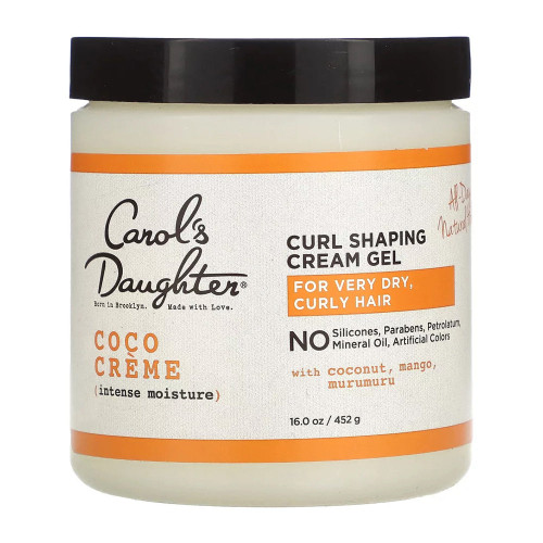 Carols Daughter Coco Creme Curl Shaping Cream Gel, With Coconut Oil, Coconut Milk, Silicone Free, Paraben Free Hair Gel For Curly Hair , Mineral Oil Free, For Very Dry Hair, 16 Oz