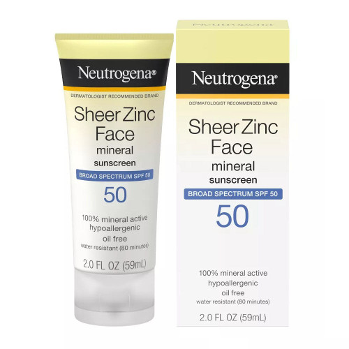 Neutrogena Sheer Zinc Oxide Dry-Touch Face Sunscreen With Broad Spectrum Spf 50, 2 Fl Oz