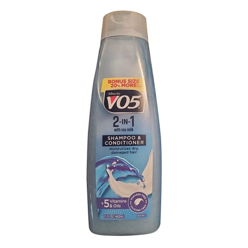 Vo5 Alberto 2 In 1 Shampoo & Conditioner. With Soy Milk +5 Vitamins & Oils. 15 Fl Oz