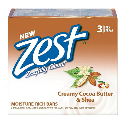 Zest Bath Bars Cocoa Butter Shea Bars 3 Ea, Chocolate, 4 Fl Oz