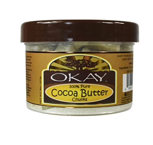 Okay  Cocoa Butter Chunks   For All Hair Textures & Skin Types   Protect - Moisturize - Hydrate   Conditioning - Nourishment - Shine   100% Pure   8 Oz