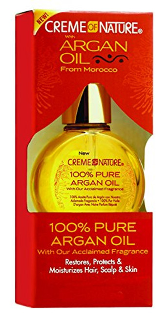 100% Pure Argan Oil From Morocco By Creme Of Nature, Restores, Protects And Moisturizes Hair, Scalp & Skin, 1 Fl Oz