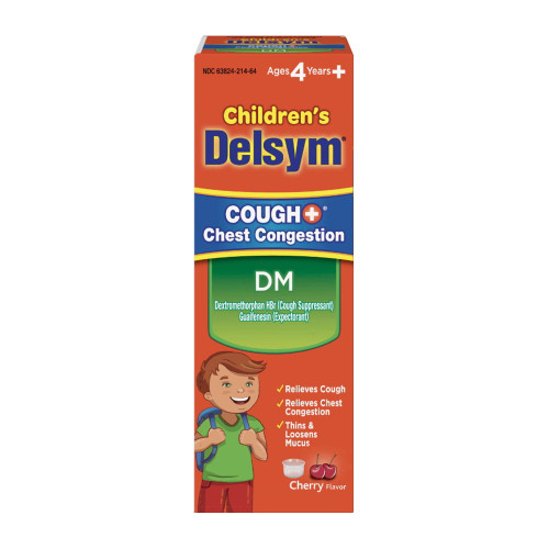 Delsym Children'S Dm Cough + Chest Congestion Relief Liquid, Cherry, 4Oz