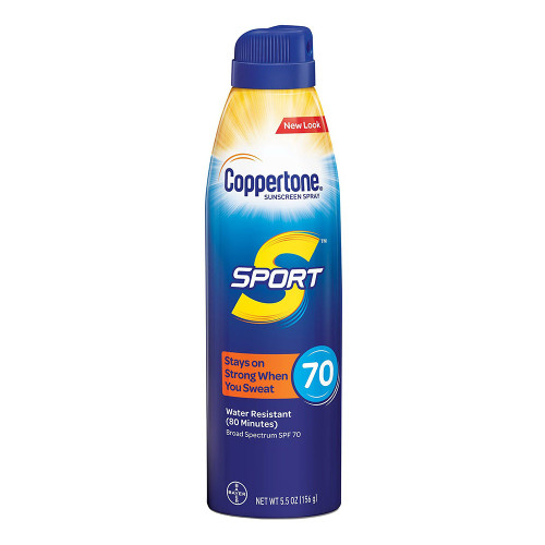 Coppertone Sport Sunscreen Spray Spf 70, Water Resistant, Continuous Spray Sunscreen, Broad Spectrum Spf 70 Sunscreen, 5.5 Oz Spray