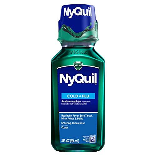 Vicks Nyquil, Nighttime Cold & Flu Multi-Symptom Relief, Relives Aches, Fever, Sore Throat, Sneezing, Runny Nose, Cough, 8 Fl Oz, Original Flavor