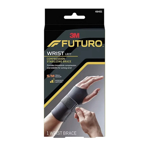 Futuro-135 Compression Stabilizing Wrist Brace, Helps Support Sprains, Strains, And Symptoms Of Carpal Tunnel Syndrome, Small/Medium - Black