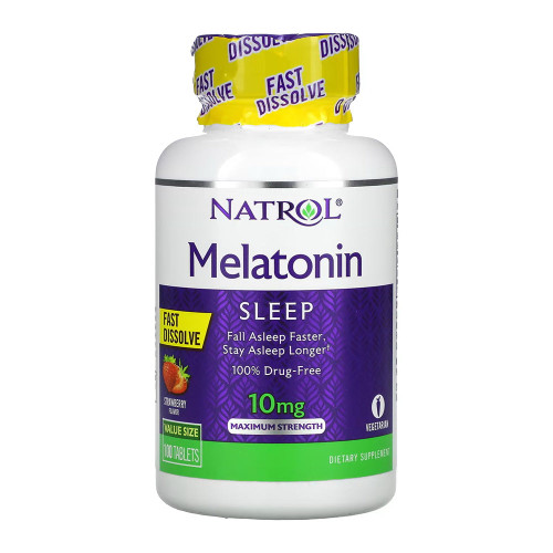 Natrol Melatonin Fast Dissolve Maximum Strength Strawberry, 10 Mg - 100 Tablets