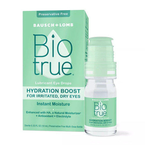 Biotrueâ® Hydration Boost Eye Drops For Irritated And Dry Eyes From Bausch + Lomb, Preservative Free, Naturally Inspired, Soft Contact Lens Friendly, 0.33 Fl Oz (10 Ml)