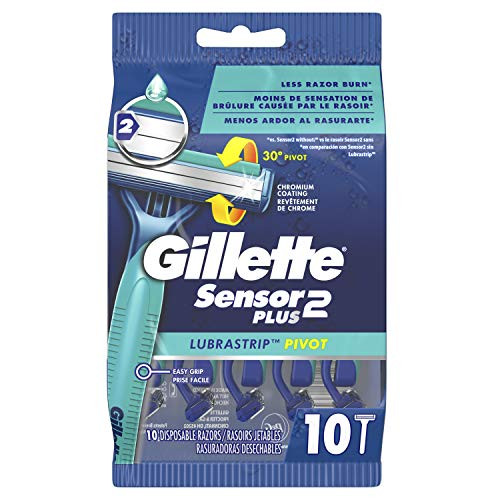 Gillette Sensor2 Plus Pivoting Head Men'S Disposable Razors, 10 Count