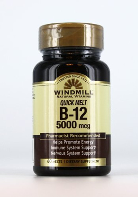 Windmill Quick Melt Vitamin B-12 5000 Mcg Dietary Supplement, 60 Count 1