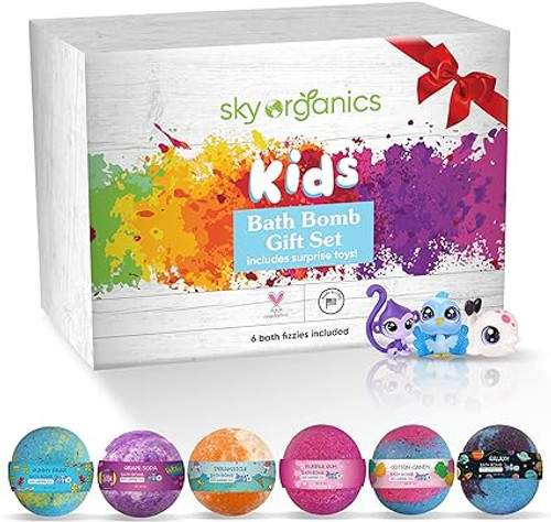 Sky Organics Kids Bath Bomb Gift Set For Body To Soak, Nourish & Enjoy, 6 Ct.
