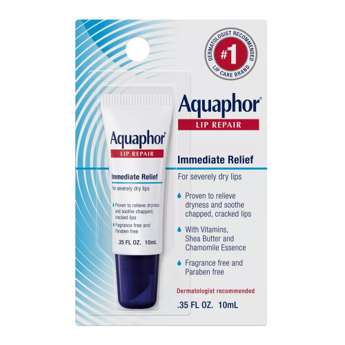 Aquaphor Lip Repair Ointment, Long-Lasting Moisture To Soothe Dry Chapped Lips, .35 Fl. Oz. Tube