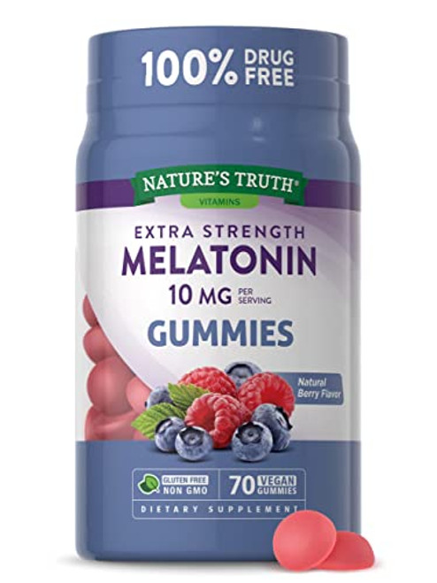 Nature'S Truth Melatonin Gummies 10Mg   70 Count   Natural Berry Flavor   Vegan, Non-Gmo, Gluten Free Supplement For Adults
