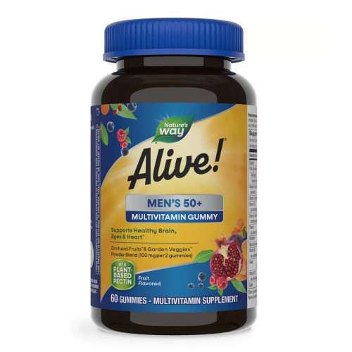 Nature’S Way Alive! Men’S 50+ Gummy Multivitamins, High Potency Formula, Supports Healthy Aging*, Fruit Flavored, 60 Gummies