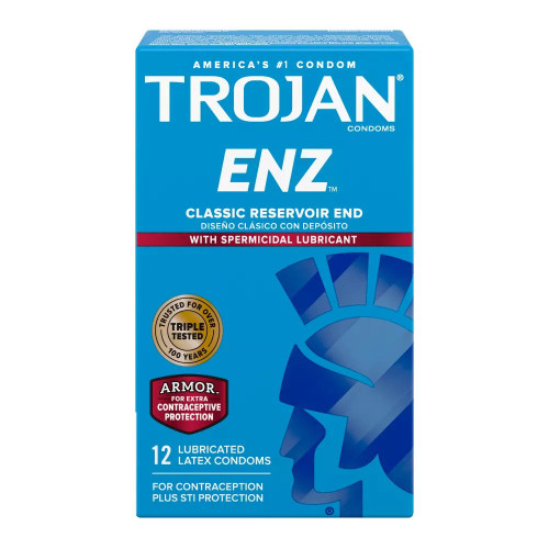 Trojan Enz Spermicidal Latex Condoms 12 Each